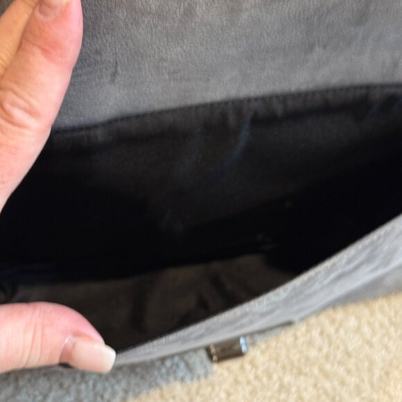 Vittoria Napoli Satchel Bag Purse Grey Nubuck Leather Python Snake Embossed Flap - Picture 6 of 15